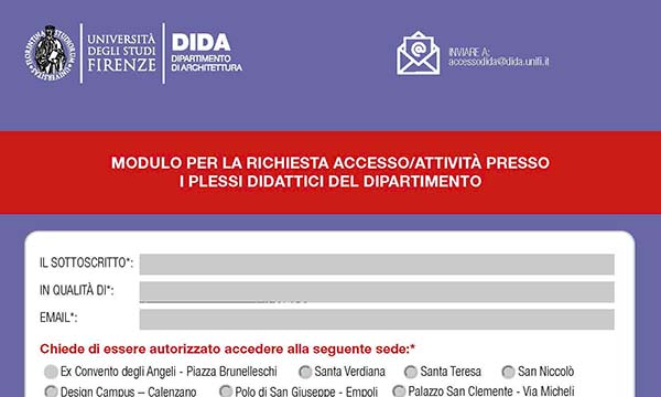 Nuova modulistica accesso strutture DIDA - Covid19